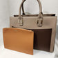 Camel colored slip in pouch with zip closure