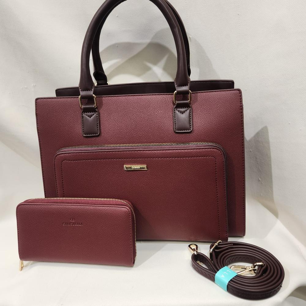 Burgundy matching wallet and deep burgundy shoulder strap