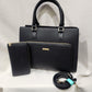 Alternative view of Black handbag with wallet and front zip pocket