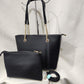 Alternative view of Black artificial leather handbag with pouch