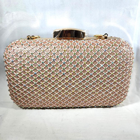 Peach pink party purse with AB stones