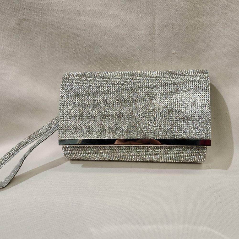 Silver party purse with fine clear stone embellishment