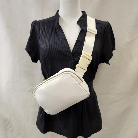 Microfiber side bag in off white color