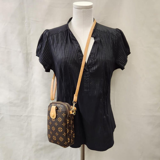 Small floral pattern side bag with beige strap