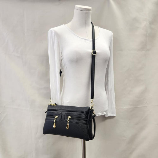 Black side bag with multiple pockets