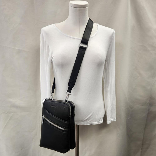 Black side bag with multiple pockets