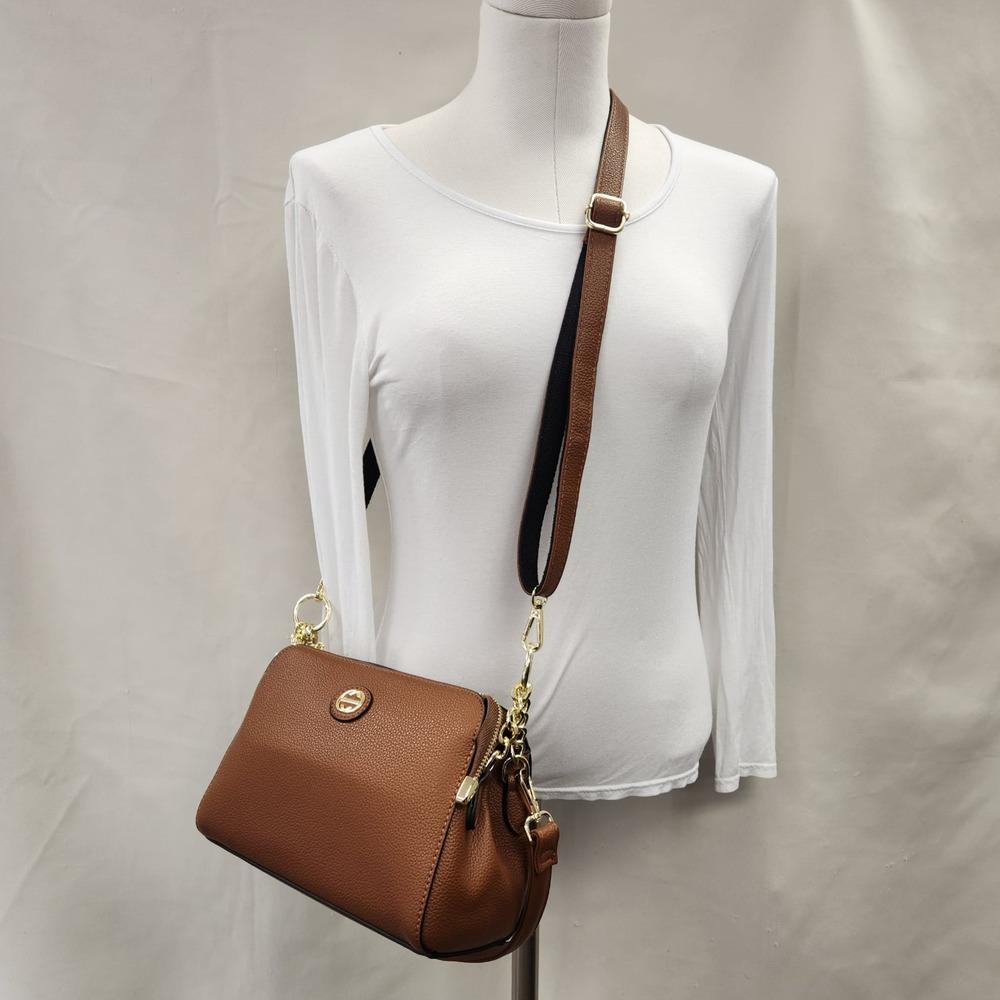 Tan side bag with two straps