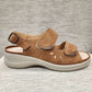 Another side view of camel color orthopedic summer sandal 