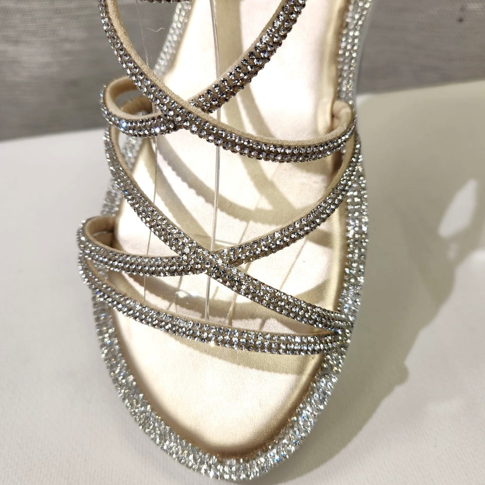 Detailed view of the stone studded straps 