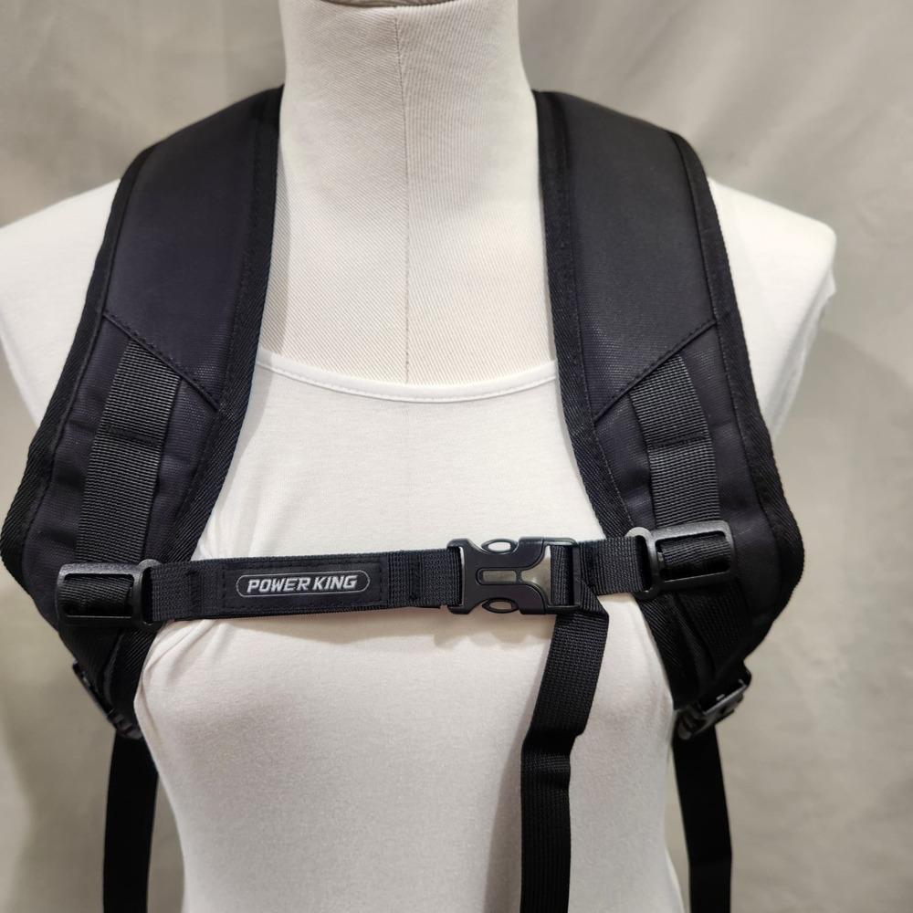 Shoulder straps of black backpack