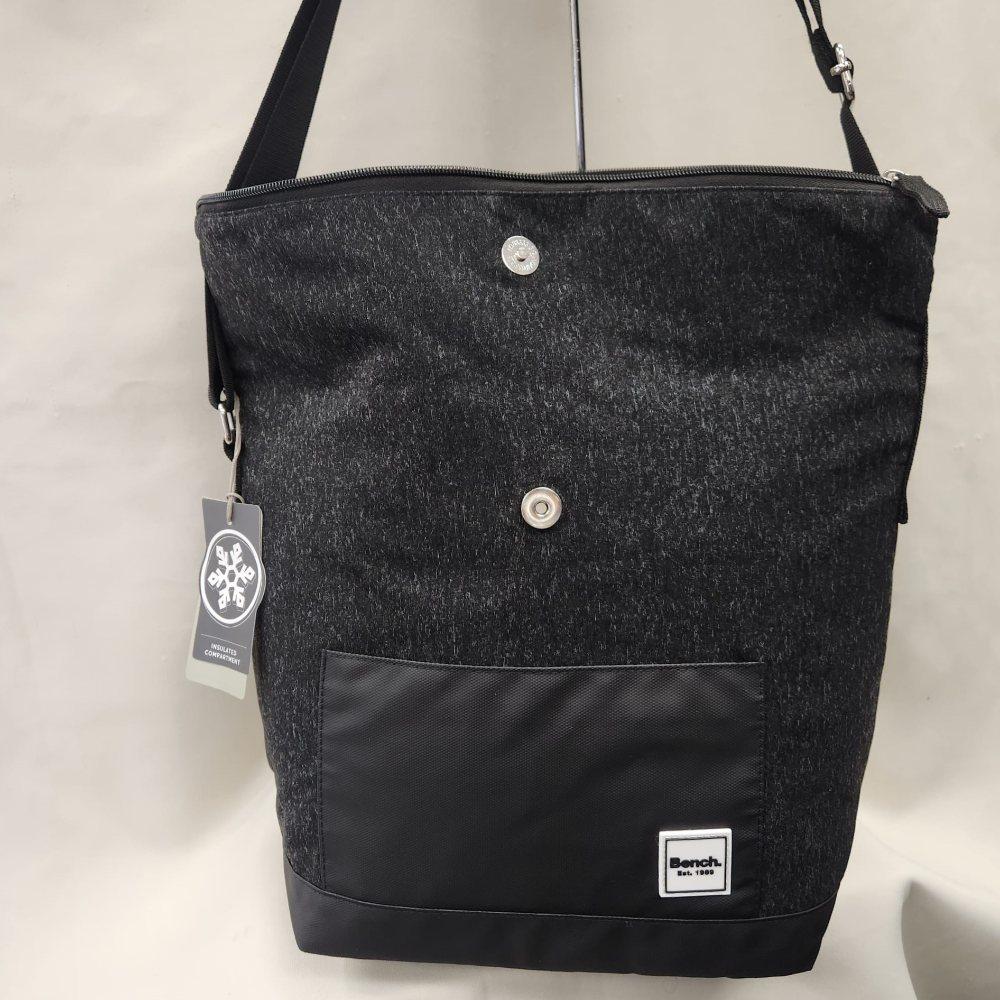 Tall Bench Cooler Lunch bag in black unfolded 
