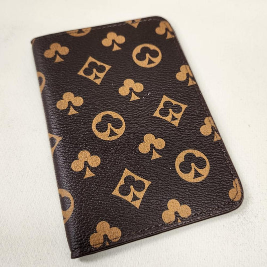 Passport cover in brown and tan club print 