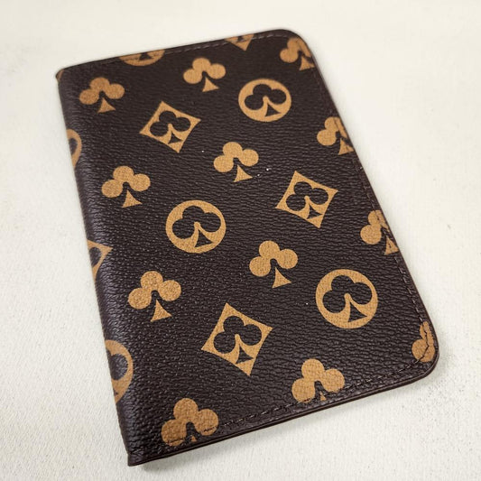 Passport cover in brown and tan club print