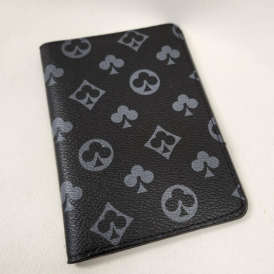 Passport cover in black and grey club print