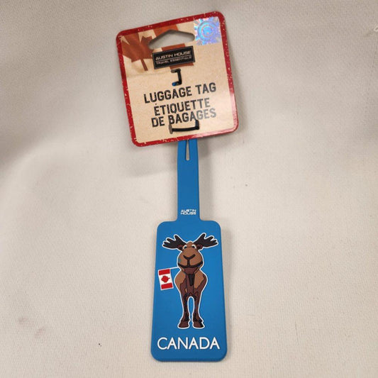 Luggage tag with reindeer imprint