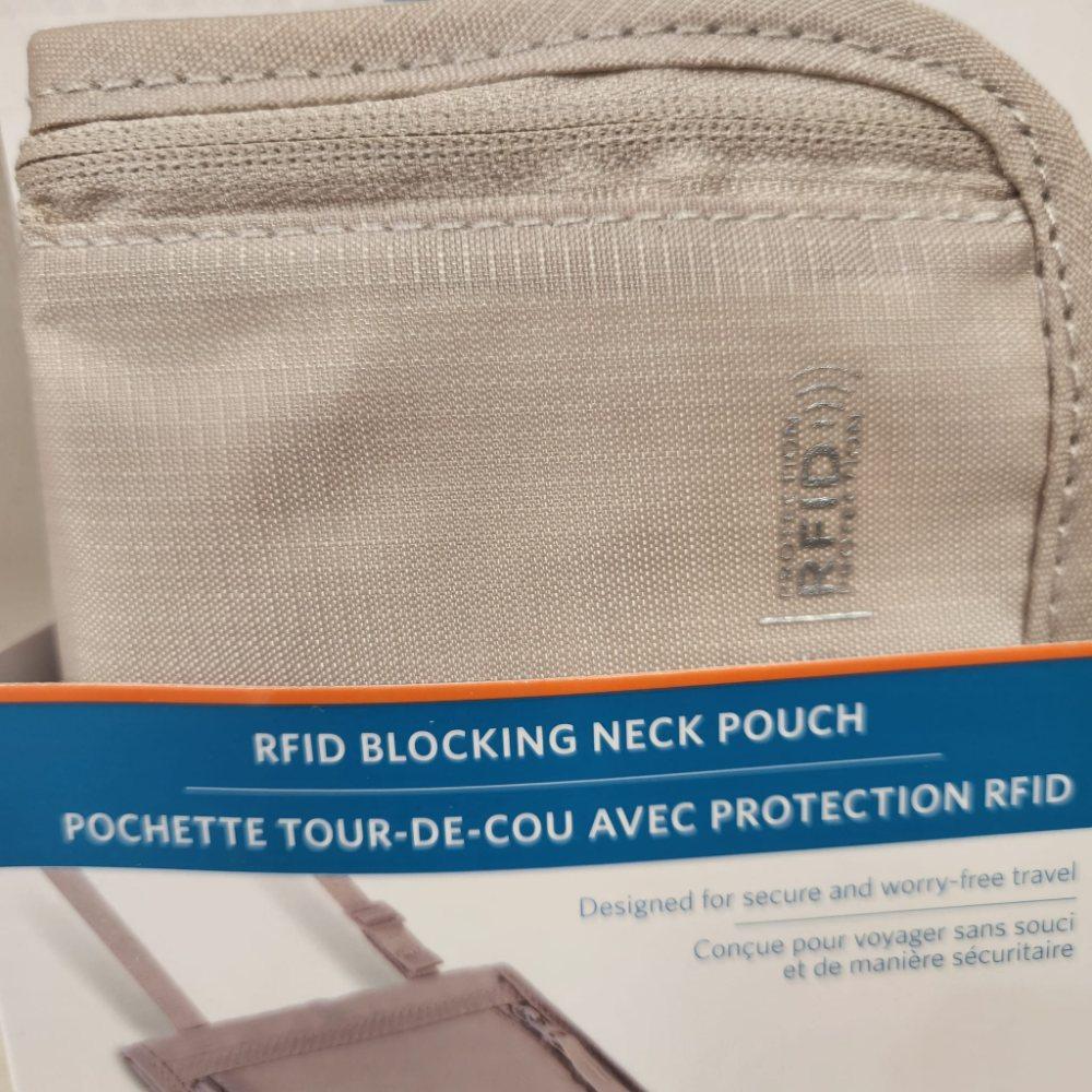 A detailed view of the neck pouch when packed