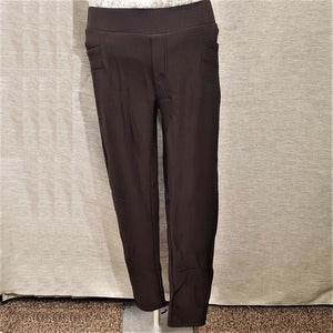 Full front view of warm leggings in brown