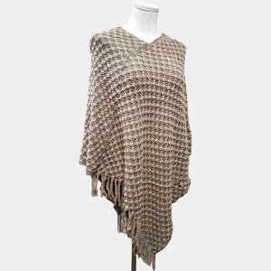 Stylish poncho in taupe and beige color
