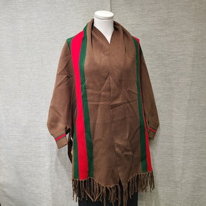 Full view of Brown colored cape with sleeves