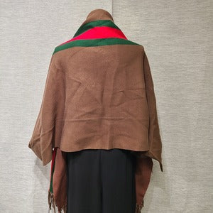 Rear view of Brown colored cape with sleeves