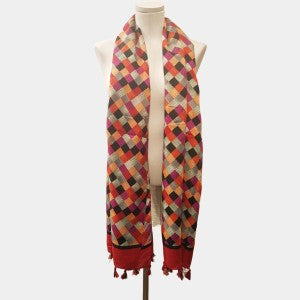Colorful light weight scarf with tassels 