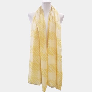 Cream color summer scarf with lemon yellow print