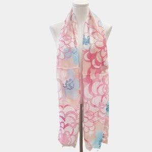 Light summer scarf with floral pastel color print