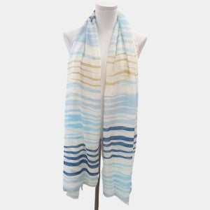 Light cream summer scarf with tri color print