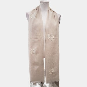 Summer scarf in beige color with white embroidery