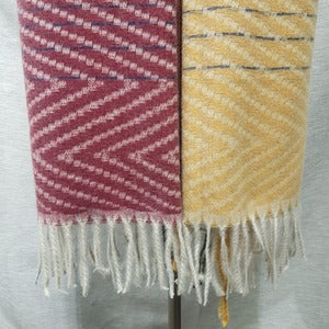 Detailed view of tassels on Colorful warm scarf