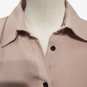 Pointed collar detail of lavender button down dress shirt