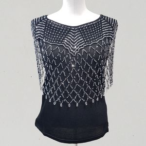 Dressy black capelet with shimmery beads