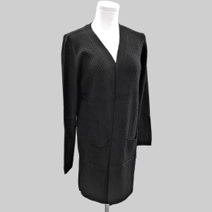 Long sleeve open front cardigan in black color  with pockets