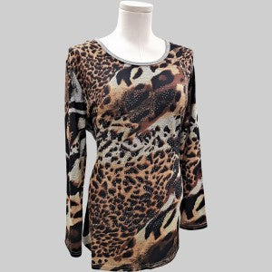 Long sleeve top with animal print