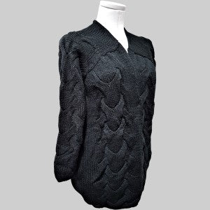 Black color knitted cardigan with long sleeves