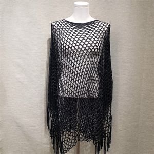 Black color poncho with tassels
