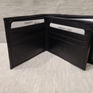 Card slots inside Flap leather wallet for men with button closure 
