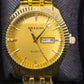 Closer view of Wristwatch for men with gold frame and gold inner dial 