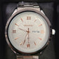 Detailed front view of Round face wristwatch for men in silver color