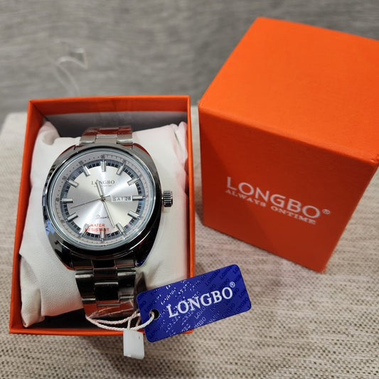 Silver color wristwatch for men with square rounded edge face