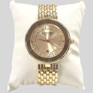Elegant wrist watch with stone embellished inner dial