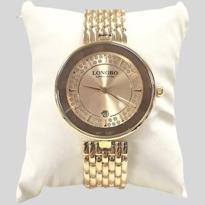 Elegant wrist watch with stone embellished inner dial