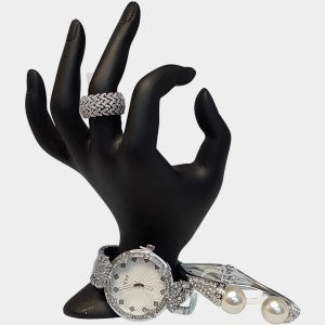 Decorative round face silver watch with chain strap