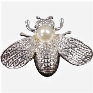 Bee shaped silver colored brooch