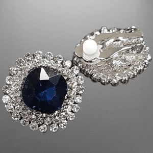 Clip on earrings with clear and blue stones