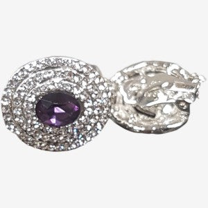 Clip on earrings with purple and clear stones
