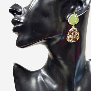 Tear drop earrings with light green stone
