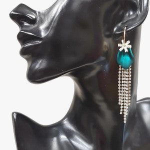 Drop earrings with stone embedded multiple strands