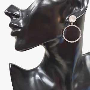 Rose gold stone studded dangle earrings