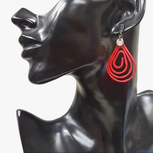 Modern red and black tear drop shaped earrings